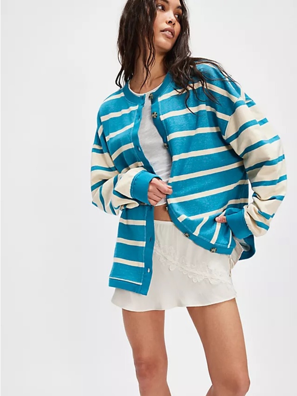 Free People We The Free Classic Striped Cardigan - SZ L